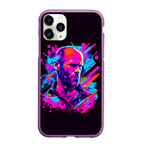 Чехол iPhone 11 Pro матовый Jason Statham - pop art / 3D-Фиолетовый – фото 1