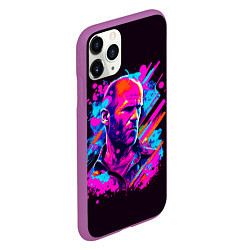 Чехол iPhone 11 Pro матовый Jason Statham - pop art, цвет: 3D-фиолетовый — фото 2