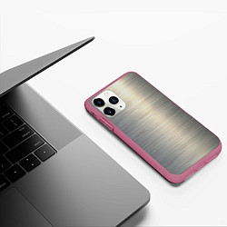 Чехол iPhone 11 Pro матовый Нержавейка - текстура, цвет: 3D-малиновый — фото 2
