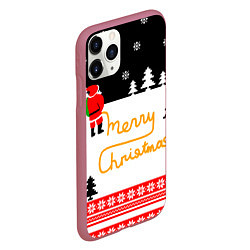 Чехол iPhone 11 Pro матовый Merry christmas - Санта Клаус, цвет: 3D-малиновый — фото 2