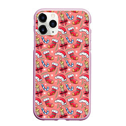 Чехол iPhone 11 Pro матовый Christmas pattern, цвет: 3D-розовый