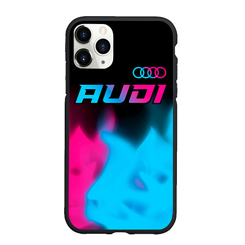 Чехол iPhone 11 Pro матовый Audi - neon gradient: символ сверху / 3D-Черный – фото 1