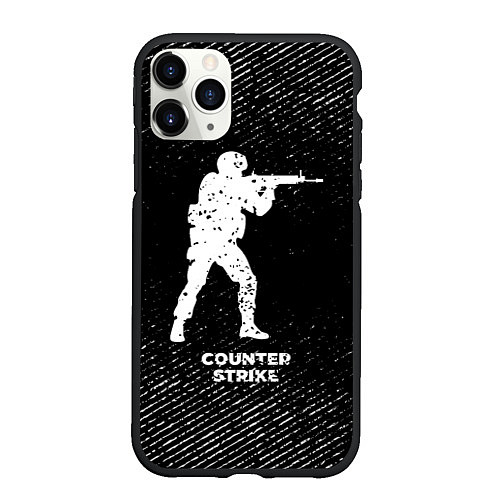 Чехол iPhone 11 Pro матовый Counter Strike с потертостями на темном фоне / 3D-Черный – фото 1