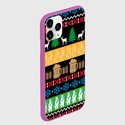 Чехол iPhone 11 Pro матовый Новогодний узор с пивом, цвет: 3D-фиолетовый — фото 2