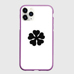 Чехол iPhone 11 Pro матовый Черный пятилистный клевер из аниме - черный клевер, цвет: 3D-фиолетовый