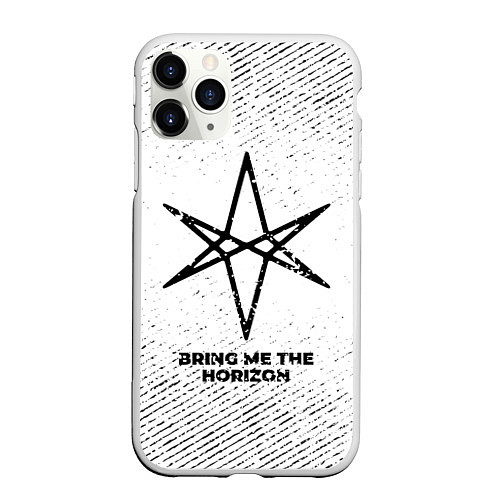 Чехол iPhone 11 Pro матовый Bring Me the Horizon с потертостями на светлом фон / 3D-Белый – фото 1