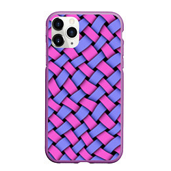 Чехол iPhone 11 Pro матовый Фиолетово-сиреневая плетёнка - оптическая иллюзия