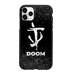 Чехол iPhone 11 Pro матовый Doom с потертостями на темном фоне, цвет: 3D-черный