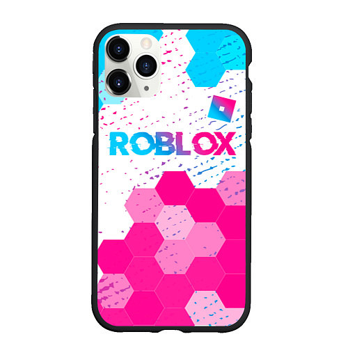 Чехол iPhone 11 Pro матовый Roblox neon gradient style: символ сверху / 3D-Черный – фото 1
