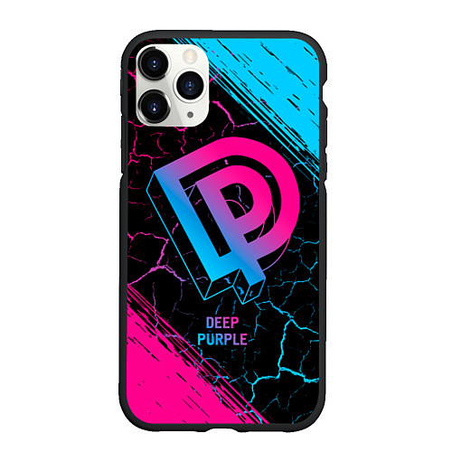 Чехол iPhone 11 Pro матовый Deep Purple - neon gradient / 3D-Черный – фото 1