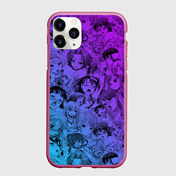 Чехол iPhone 11 Pro матовый Ахегао красивый неон, цвет: 3D-малиновый