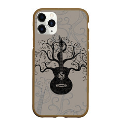 Чехол iPhone 11 Pro матовый Разросшееся дерево гитара, цвет: 3D-коричневый