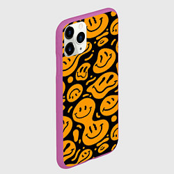 Чехол iPhone 11 Pro матовый Растекающийся оранжевый смайл, цвет: 3D-фиолетовый — фото 2