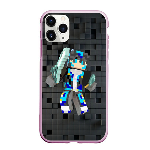 Чехол iPhone 11 Pro матовый Minecraft - character - video game / 3D-Розовый – фото 1