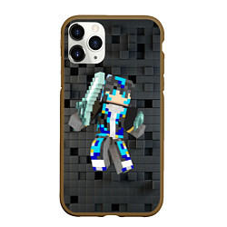 Чехол iPhone 11 Pro матовый Minecraft - character - video game, цвет: 3D-коричневый