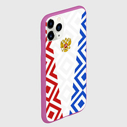 Чехол iPhone 11 Pro матовый Russia sport ромбы и герб, цвет: 3D-фиолетовый — фото 2