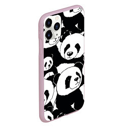 Чехол iPhone 11 Pro матовый С пандами паттерн, цвет: 3D-розовый — фото 2