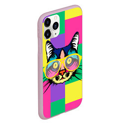Чехол iPhone 11 Pro матовый Кот в стиле поп-арт, цвет: 3D-розовый — фото 2
