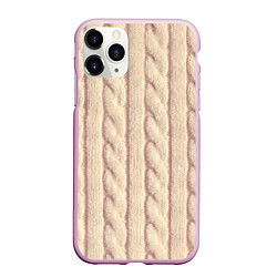 Чехол iPhone 11 Pro матовый Светлый вязаный свитер, цвет: 3D-розовый