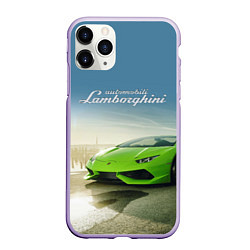Чехол iPhone 11 Pro матовый Ламборджини на берегу океана, цвет: 3D-светло-сиреневый