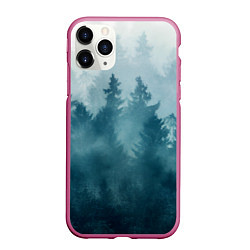 Чехол iPhone 11 Pro матовый Лес градиент, цвет: 3D-малиновый
