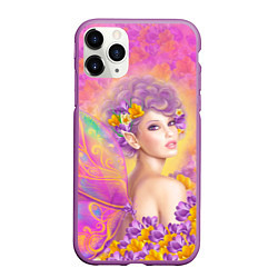 Чехол iPhone 11 Pro матовый Розовая фея бабочка