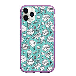 Чехол iPhone 11 Pro матовый Пузыри и надписи комиксов, цвет: 3D-фиолетовый