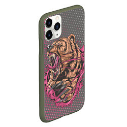 Чехол iPhone 11 Pro матовый Медведь прорывается, цвет: 3D-темно-зеленый — фото 2