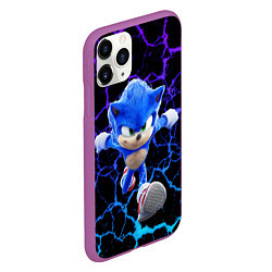 Чехол iPhone 11 Pro матовый Sonic неоновый мрамор, цвет: 3D-фиолетовый — фото 2