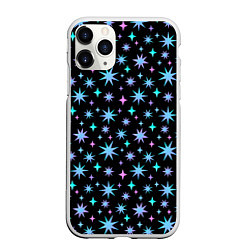 Чехол iPhone 11 Pro матовый Зимние цветные звезды, цвет: 3D-белый