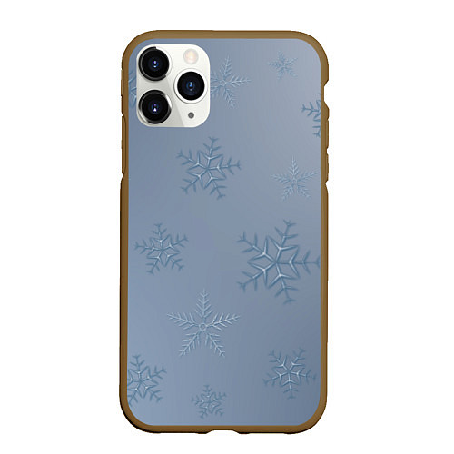 Чехол iPhone 11 Pro матовый Серый снег / 3D-Коричневый – фото 1