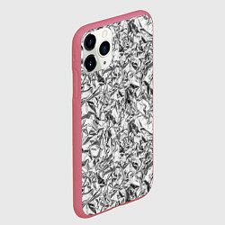 Чехол iPhone 11 Pro матовый Текстура мятой алюминиевой фольги, цвет: 3D-малиновый — фото 2