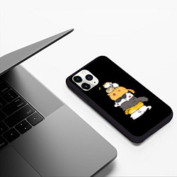Чехол iPhone 11 Pro матовый Кавайные котики, цвет: 3D-черный — фото 2