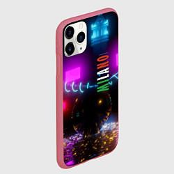 Чехол iPhone 11 Pro матовый Неоновые улицы ночного Милана, цвет: 3D-малиновый — фото 2