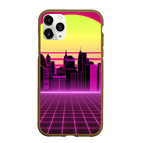 Чехол iPhone 11 Pro матовый Синтвейв рассвет / 3D-Коричневый – фото 1