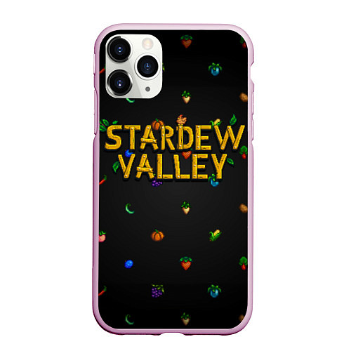 Чехол iPhone 11 Pro матовый Фруктовый паттерн из Stardew Valley / 3D-Розовый – фото 1