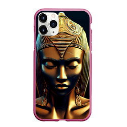 Чехол iPhone 11 Pro матовый Нейросеть - золотая статуя египетской царицы