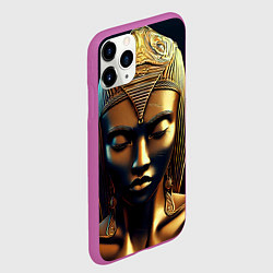 Чехол iPhone 11 Pro матовый Нейросеть - золотая статуя египетской царицы, цвет: 3D-фиолетовый — фото 2