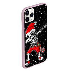 Чехол iPhone 11 Pro матовый Dab новогодний скелет, цвет: 3D-розовый — фото 2