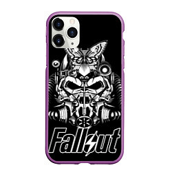 Чехол iPhone 11 Pro матовый Fallout helmet, цвет: 3D-фиолетовый