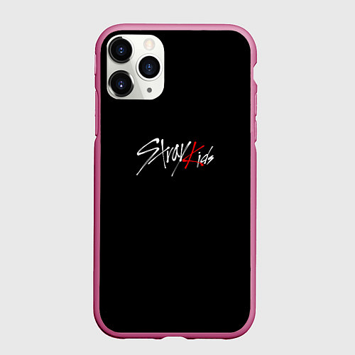 Чехол iPhone 11 Pro матовый Stray Kids white logo / 3D-Малиновый – фото 1