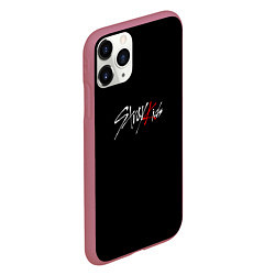 Чехол iPhone 11 Pro матовый Stray Kids white logo, цвет: 3D-малиновый — фото 2