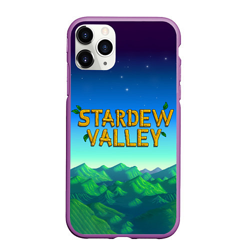 Чехол iPhone 11 Pro матовый Горы Stardew Valley / 3D-Фиолетовый – фото 1