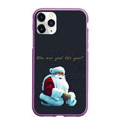 Чехол iPhone 11 Pro матовый Дед Мороз в поисках хорошего мальчика, цвет: 3D-фиолетовый