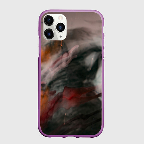 Чехол iPhone 11 Pro матовый Темнота, тени и краски / 3D-Фиолетовый – фото 1