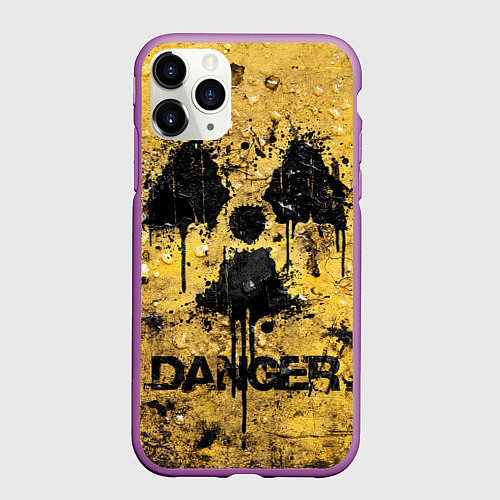 Чехол iPhone 11 Pro матовый Danger radiation / 3D-Фиолетовый – фото 1