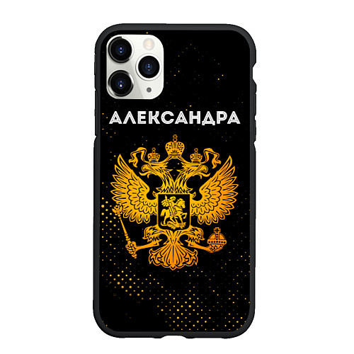 Чехол iPhone 11 Pro матовый Александра и зологой герб РФ / 3D-Черный – фото 1