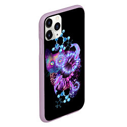 Чехол iPhone 11 Pro матовый ДНК космического кота, цвет: 3D-сиреневый — фото 2