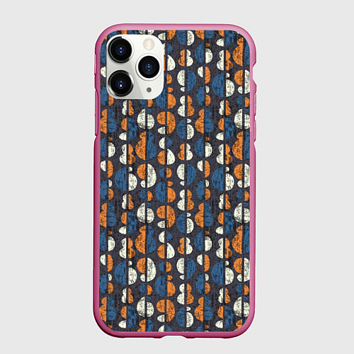 Чехол iPhone 11 Pro матовый Цифры с полоской гранж / 3D-Малиновый – фото 1