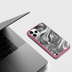 Чехол iPhone 11 Pro матовый Плавленное серебро, цвет: 3D-малиновый — фото 2